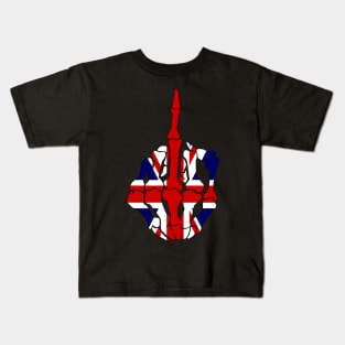 Skeleton Middle Finger United Kingdom Flag Kids T-Shirt